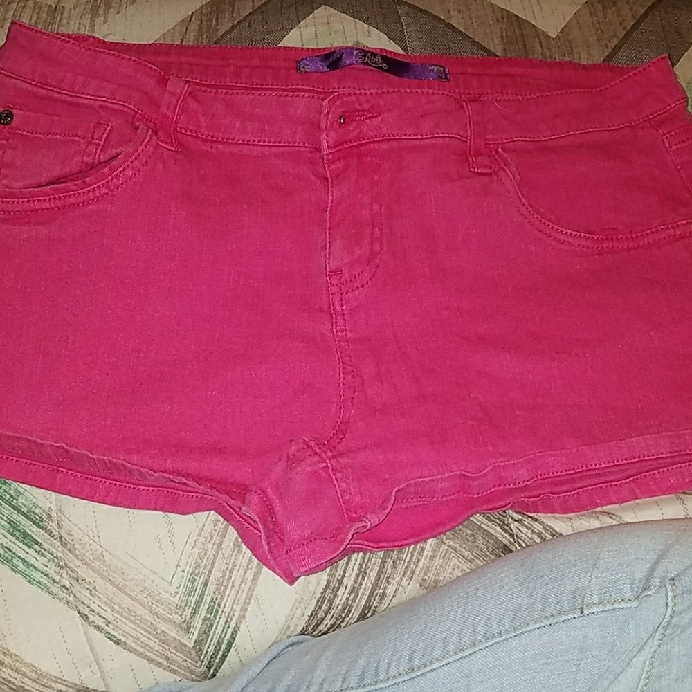 Pink denim shorts